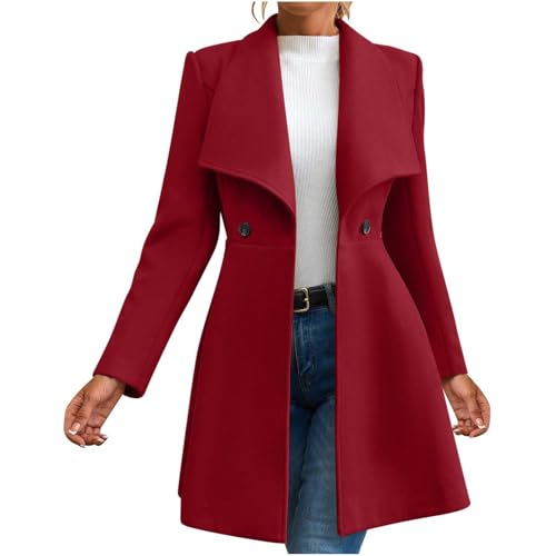 Manteau laine mélangée femme hiver chic court mi-long taille serrée