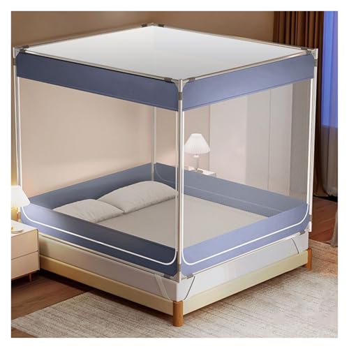 Vnook Mosquitera Cuadrada, mosquitera, mosquitera con Doble Puerta, mosquitera con Parte Antipolvo, mosquitera anticaída, for Dormitorio, Exterior, decoración de Habitaciones(Blue,150x200cm)