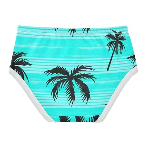 Toddlers Underwear Floral 2t Cotton Little Girl Panties Bright Briefs Kids Undies Palm Trees Turquoise2