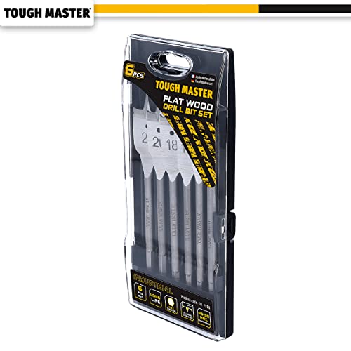 TOUGH MASTER Spade Drill Bits Set, 6 Piece ¼ Inch Quick Change Hex Shank, 10mm, 12mm,16mm, 18mm, 20mm, 25mm Flat Wood Drill Bits with Plastic Carry Case 2 TOUGH MASTER Spade Drill Bits Set, 6 Piece ¼ Inch Quick Change Hex Shank, 10mm, 12mm,16mm, 18mm, 20mm, 25mm Flat Wood Drill Bits with Plastic Carry Case - Image 2