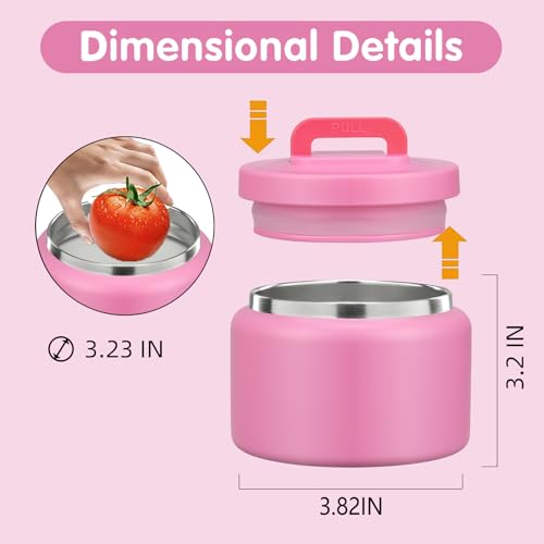 Image of JXXM 8 Oz Thermo Food Jar for Hot & Cold Food for Kids, Insulated Lunch Containers Hot Food Jar,Leak-Proof Vacuum Stainless Steel Wide Mouth Lunch Soup Thermo for School (Rose Red)