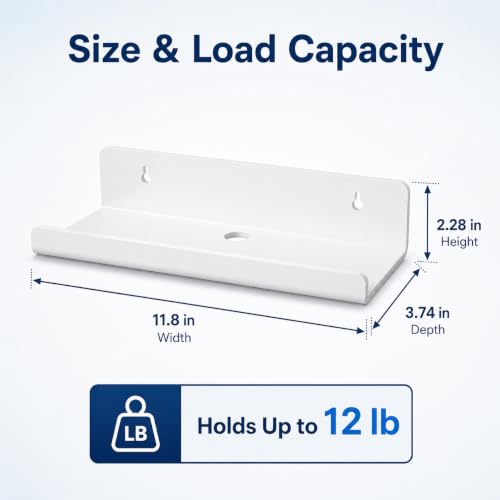 Image of White Acrylic Floating Shelves, No Drill Wall Shelves, 4 Pack | Glossy White Acrylic; 4 Pack Wall Shelves; Adhesive or Screw Mount; No Drill Option; 12 lb Max Load