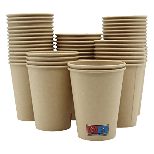 BAMI EINWEGARTKEL | Pappbecher | Kaffeebecher | Einwegbecher | Braun, Pappe Kraftpapier, 12oz. 300ml | NACHHALTIG | 100 Stück Cover