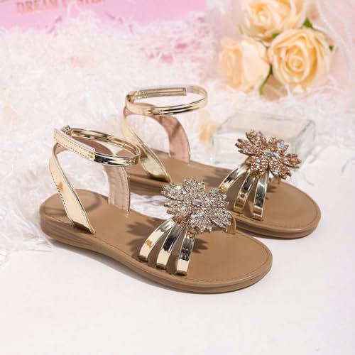 Girl's Sandals Flowers Adorable Sparkle Dress Shoes Summer Party Wedding Flats Toddler Size 84