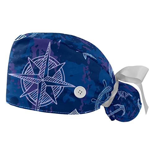 Chapeaux de travail JDEZ motif ancre marinière réglables lot de 2