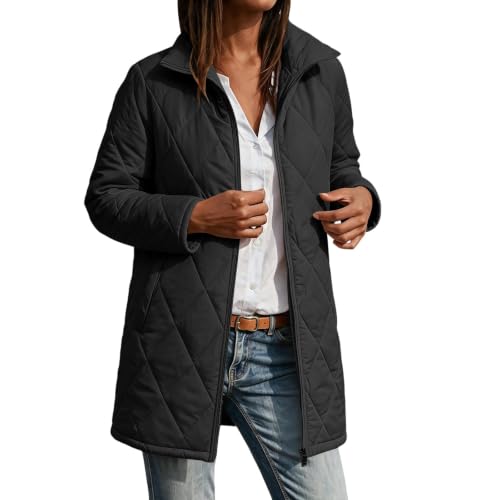 Quilted Jackets for Women Lightwight Fall Winter Mid Length Padded Coats - image 7