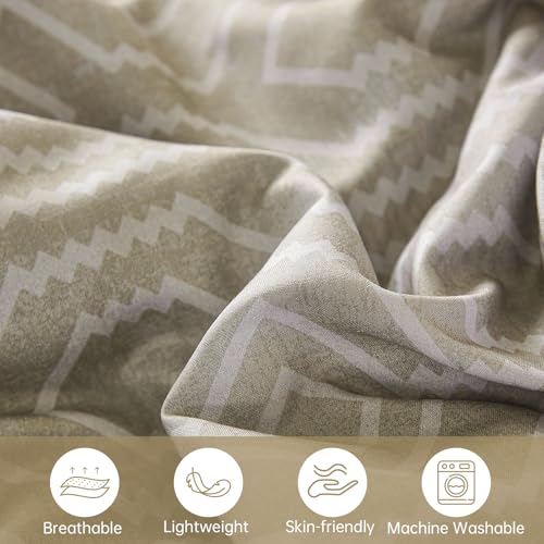 Dobuyly Brown Comforter Set King Size, 7 Piece Bed in a Bag Light Brown Beige Striped Bed Set, Lightweight Boho Bedding Comforter Sets with Sheets by Dobuyly - Used condition - Image 8