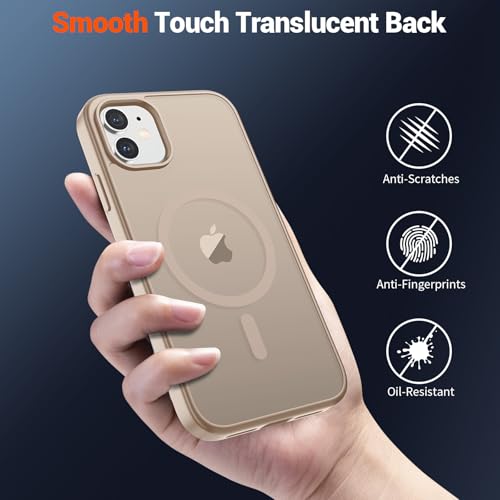 Image of SUPFINE Magnetic for iPhone 12 Case /iPhone 12 Pro Case (Compatible with MagSafe)(Military Grade Drop Protection) Slim Translucent Matte with Anti-Fingerprint Phone Case,Desert Gold