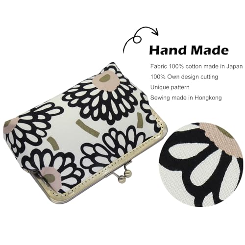 Credit Card wallet with Golden chain and Pearl chain Handmade in Hongkong Kiss Lock coin purse women 100% Japanese Cotton Fabric Unique Pattern Cutting Christmas Birthday gift for women girl, kids4