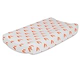 Orange Fox on Grey Changing Pad Cover by The Peanut Shell