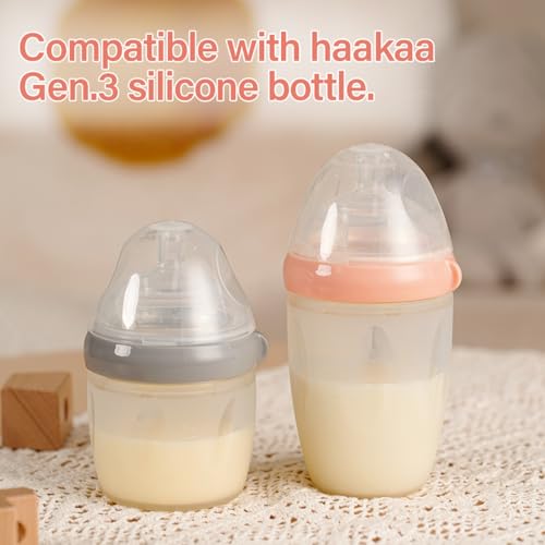Image of Haakaa Gen.3 Silicone Anti-Colic Baby Bottle Nipples - 100% Silicone Teat for Baby Bottles, Varible Flow, 6m+, 2pcs