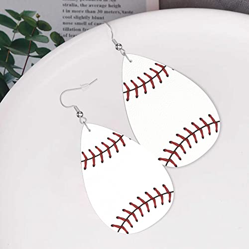 Baseball Earrings Faux Leather Teardrop Dangle Earrings Drop Leaf Earrings For Women Girls Teen #TOP5