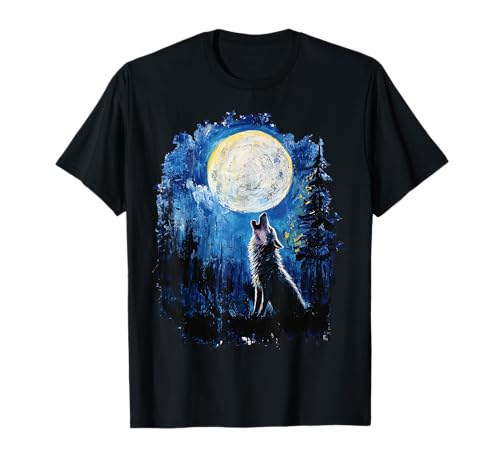 Lobo lobos luna Arte gráfico Camiseta