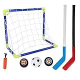 Sharainn Fußballtrainingsspielzeug, tragbares, solides, verschleißfestes Eishockeytor mit Kugelpumpe für Kinder im Freien Spielen im Innenbereich, Trainingssportspielzeug