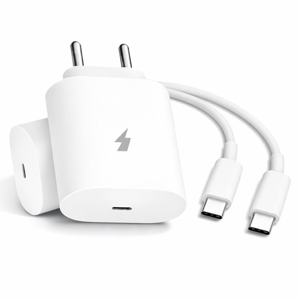 Samsung 25W PD 3.0 Type C Fast Charging Adapter with 3.3 Ft Cable for Galaxy M17|M07|M36|M06|A55|A35|F06|S25 fe|S22|S24|F36|F16|M35|S23|A06|S25 Plus|Tab S11/S10 Lite|USB C 25w Quick Adaptor, White