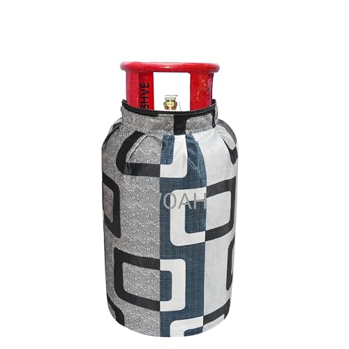 Image of Woah Cotton DustProof and Dustproof LPG Gas Cylinder Cover| Top Design Stain| Dust| DustProof PVC LPG Gas Cylinder Cover, Polyester Gas Tank Cover Fits StandardG (Pack of 1, Grey Box)