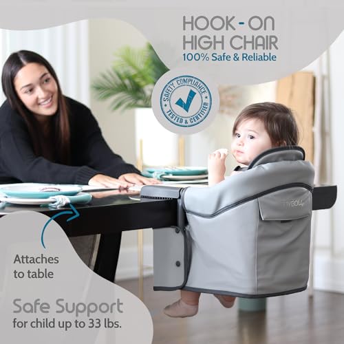 Image of Elegant Faux Leather Hook On High Chair for Table - Clip On High Chair to Table, Portable High Chair for Travel, High Chairs for Babies Clip On High Chair that Attaches to Tables