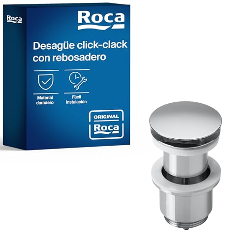 Roca Recambios originales - Desagüe para lavabo/bidé de 1 1/4 con rebosadero y tapón automático . Recambios originales de grifería. Ref. A505400000