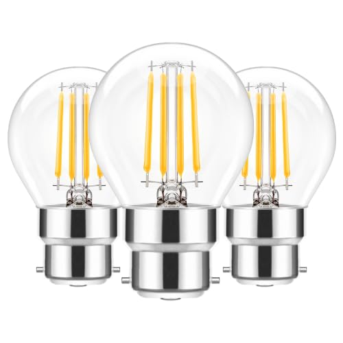 Image of Bayonet Light Bulb 60W, 6W B22 Filament Golf Ball Bulbs Warm White, 3 Pack