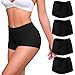 Briyat Boxershorts Damen Baumwolle Damenunterwäsche Panties & Hipsters Für Damen Unterwäsche Baumwolle Bauchweg Atmungsaktive Frauen Slips Mehrpack schwarz*4 M