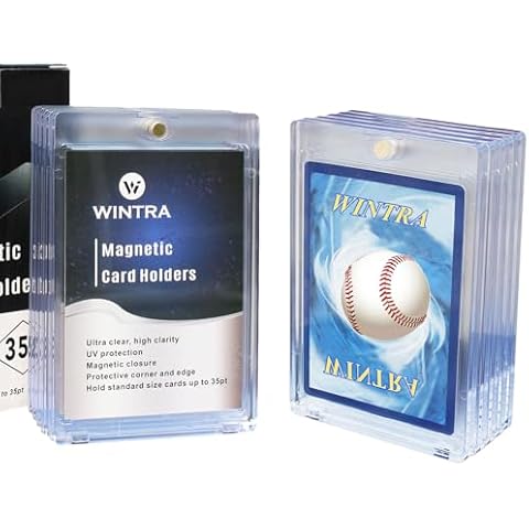 WINTRA 10ct Magnetic Card Holder for Collectible Trading Cards, 35pt Card Case for Sports Cards, Cleaning Hard Plastic Card Protectors, Rigid Display Case for Baseball Cards (10 pcs) Cover