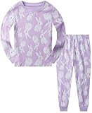 Girls Easter Pajamas Bunny Pajamas for Girls 100% Cotton Toddler Purple Long Sleeve Pjs Set Baby Girls Cute Jammies Rabbits Clothes 6T 2011