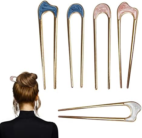 5 Pieces Metal U-Shaped Hairpin Hair Accessories Vintage Simple Hairpin French Hair Pin Stick for Long Hair Elegant Chignon Pins Hair Styling Accessory for Women Girls