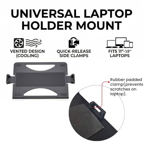 Image of Uniq Mounts Laptop Mount Tray for Monitor Arm & Stand, Fits 11.3 inch-17.5 inch Laptop, 8kg Capacity, Adjustable Laptop Holder, Fits VESA 75x75 & 100x100 mm, Anti-Slip Pads, Universal Notebook Mount