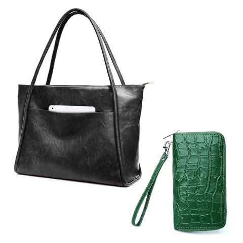 Large Tote Bag for Women & Women Wallet RFID Large Capacity Genuine Leather Cover