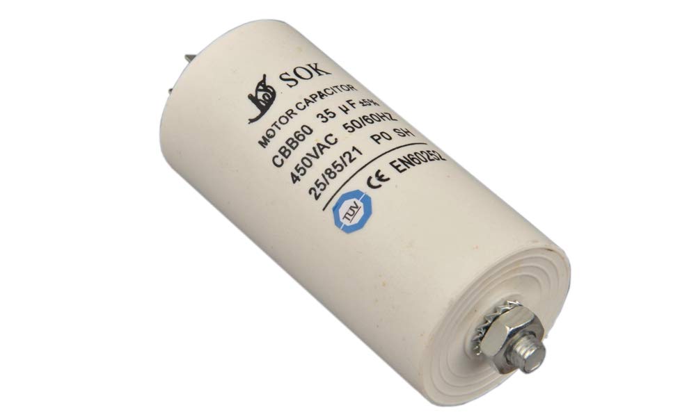 Condensatore Di Avviamento Motore 35 µF 450V - Con Conduttore Piatto, Per Applicazioni Elettriche