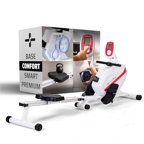 SportPlus Rameur à Domicile | Pliable, système de freinage magnétique Silencieux, 8 Niveaux de résistance, Masse d'inertie 8 kg
