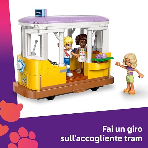 Friends Caffè delle Piante e Negozio di Fiori - Giocattolo con 4 Mini Bamboline, Gatto Domestico, Tram, Accessori da Cucina come Pasticcini, Tazze e Teiera - Regalo per Bambine da 9 Anni - 42671 - Lego - Immagine 2