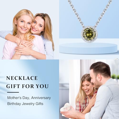 Presentski Sterling Silver Dainty Birthstone Pendant Necklace S925 White Gold Tiny Solitaire CZ Pendant Birthday Gift for Women3