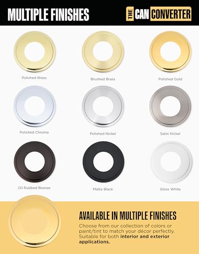 Image of The Can Converter Ceiling Medallion for Recessed Can Light - Home Improvement Decorative Steel Goof Ring & Cover Plate for 4'', 5'' & 6″ Cans, Small Ceiling Medallion for Chandeliers, Polished Gold