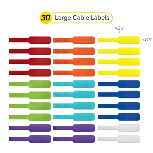 Image of Cable Labels - Wrap-It Storage - Large, Multi-Color (30-Pack) - Colorful Labels for Basement and Office Organizing | Colorful Labels for Basement and Office Organizing