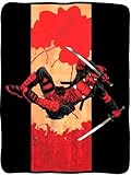 Marvel Deadpool Throw Blanket, 45 x 60 - Comfy Soft Polyester Fleece - Officially Licensed Deadpool and Wolverine Movie Merch Decor Room Accessory Gift - for Kids, Teens, Adults, Men