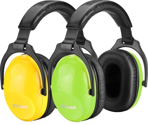 Image of ZOHAN Kids Ear Protection 2 Pack, 25dB NRR Noise Cancelling Headphones for Kids, with Pillowy Pads, for Monster Truck, School, Autism, Sensory, Fireworks, Concerts, Events (Yellow+Green)