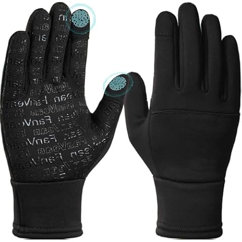 FanVean Mens Gloves for Cold Weather Winter Womens: Thermal waterproof Windproof 360°Touchscreen for Running Cycling Snow Ski Driving Motorcycle Hiking Riding Workout- X-Large Black Cover
