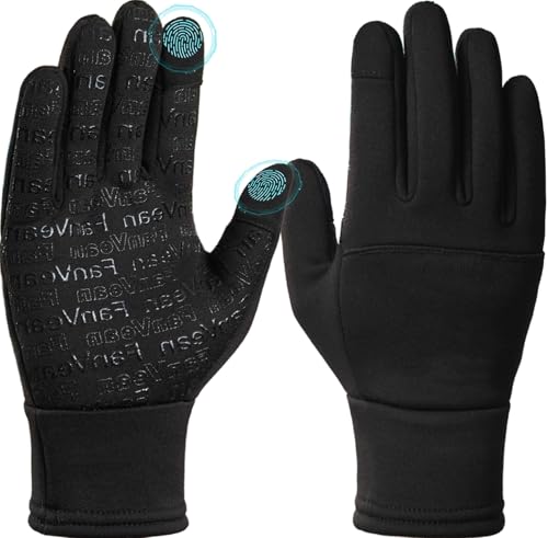 FanVean Womens Gloves for Cold Weather Winter Mens: Thermal Waterproof Windproof 360°Touchscreen for Running Cycling Snow Ski Driving Motorcycle Hiking Riding Workout- Small Black