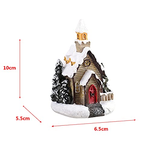 Eubuy Christmas Village House With Lights, Lighting Up Christmas Resin House Resin Battery Operated Christmas Scene Village Houses Christmas Collectible Buildings Ornaments #TOP6