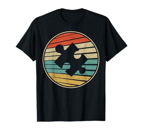 Cute Autism Awareness Vintage 70s 80s Autism Mom Dad Puzzle Camiseta