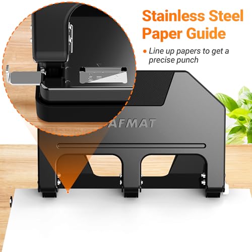 Image of AFMAT 3 Hole Punch Heavy Duty, 9 /32 inch Hole Diameter, 40-Sheet 3 Hole Puncher for Binder, 50% Reduced Effort, Metal Three Hole Punch w / 10,000+ Uses, Bulit-in S.S. Paper Guide, Large Chip Tray, HPX3