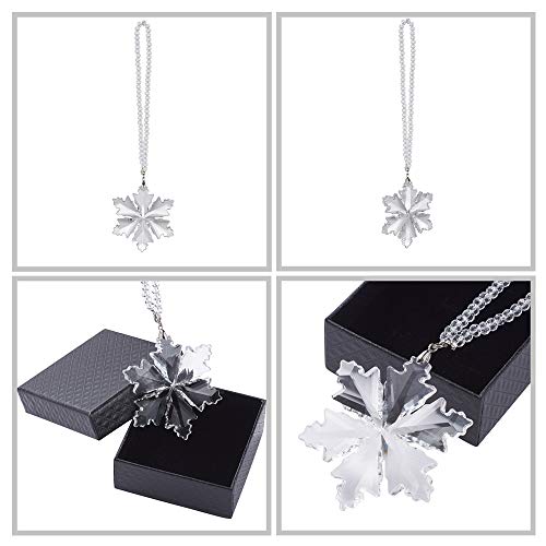 Image of Crystal Snowflake Car Rear View Mirror Pendant Lucky Car Hanging Ornament Car Charm Decorations, Transparent