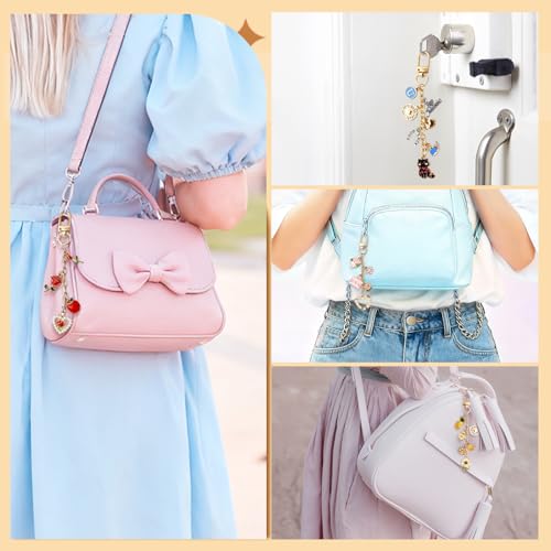 Image of Wurosi 24 Set Lip Gloss Keychain Making Kit, Gold Keychain Clips Hooks with Extender Chain, Cellophane Bags, Thank You Cards, 5M Hemp Rope, for DIY Key Chain Making Crafts, Christmas Gifts