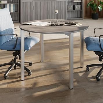 NBF Conference Table Round Meeting Desk for Office Collaboration, 42 D, Espresso, At Work Collection