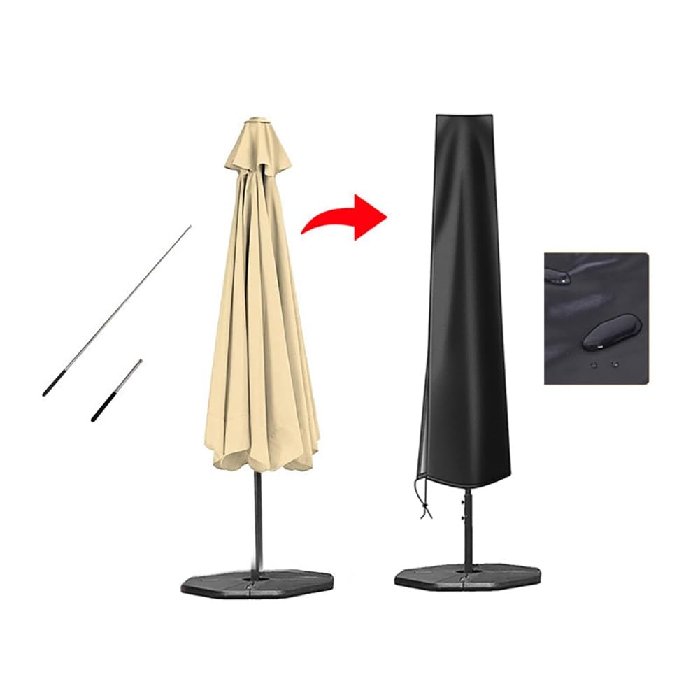 Copertura per ombrellone a sbalzo da 9 a 3,7 m, resistente alle intemperie, con asta telescopica e cerniera, colore nero