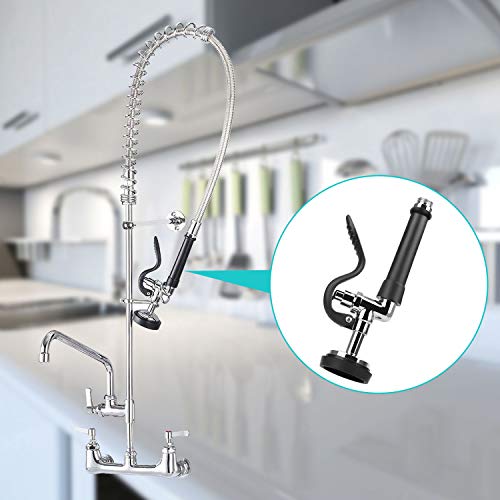 COOLWEST Pre-Rinse Spray Valve Head for All Commercial Kitchen Sink Faucet, High Pressure Dish Sprayer Nozzle with Hand Grip Assembly Replacement Kit for Restaurant Industrial Faucets - Thumbnail 3