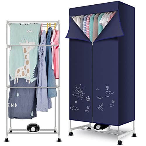 3 Tier Indoor Electric Clothes Dryer Airer Stainless Steel Energy-Efficient with Warm Air Drying Wardrobe, Standing Electric Clothes Drying Rack for All Fabrics, 1000w