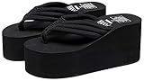 QZUnique Women Flip Flop, Thong Wedge Platform Sandals Arch Support Slippers High Heel Comfortable Cushion Shoes Summer Beach