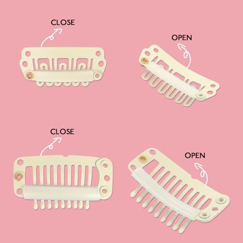 WENNALIFE 4 Blonde Replacement Clips for Hair Extensions Wire Hair Extensions Stainless Steel Clips, Blonde Clips - Image 2